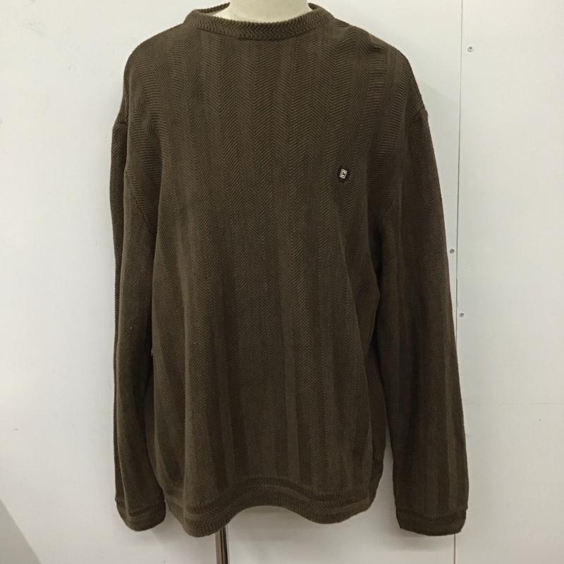チャップス CHAPS ニット、セーター 長袖 長袖ニットカットソー ニット セーター クルーネックニット XXL ストライプ 茶 / ブラウン / メンズ USED 古着 中古 10124601