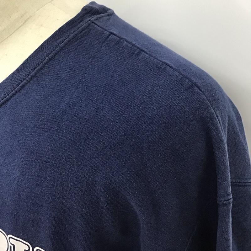 ヘインズ HANES トレーナー 長袖 長袖トレーナー スウェット クルーネック リブスウェットカットソー XL プリント 紺 / ネイビー / メンズ USED 古着 中古 10115723