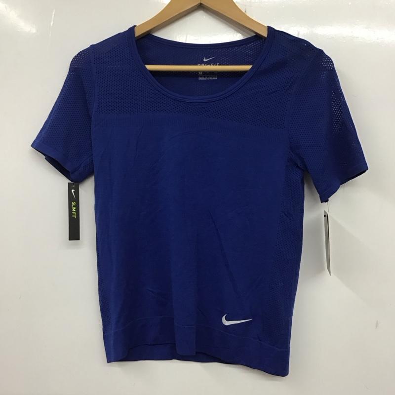 ナイキ NIKE Tシャツ 半袖 AT0579-438 DRI-FIT メッシュ タグ付き S ワンポイント 青 / ブルー / レディース USED 古着 中古 10135607
