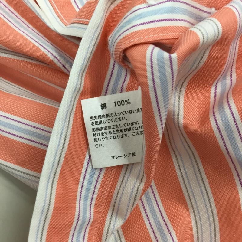 ブルックスブラザーズ BROOKS BROTHERS シャツ、ブラウス 長袖 ボタンダウン 胸ポケット ノーアイロン M ストライプ 白 / ホワイト / X 橙 / オレンジ / X 水色 / ライトブルー / メンズ USED 古着 中古 10111377