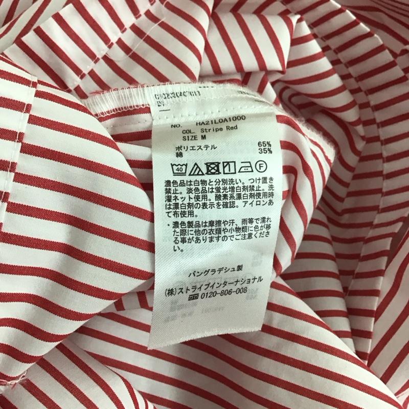 アメリカンホリック AMERICAN HOLIC シャツ、ブラウス 長袖 HA21L0A1000 イージーケアオープンスリーブシャツ M ストライプ 白 / ホワイト / X 赤 / レッド / レディース USED 古着 中古 10113994