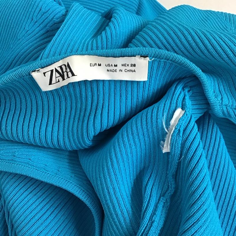 ザラ ZARA セットアップ セットアップ ショートボレロ ショートカーディガン ロングスカート リブ スリット M 無地 青 / ブルー / レディース USED 古着 中古 10144435