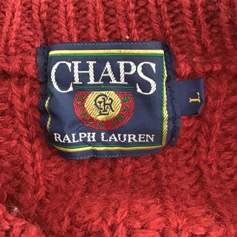 チャップスラルフローレン CHAPSRALPHLAUREN ニット、セーター 長袖 長袖ニット セーター ラグラン クルーネックセーター 90s L 無地 赤 / レッド / X 茶 / ブラウン / メンズ USED 古着 中古 10105585