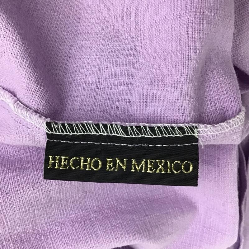 エストレヤスタンダードグァジャベーラ ESTRELLA STANDARD GUAYABERA シャツ、ブラウス 半袖 半袖シャツ 刺繍シャツ ポケットシャツ 46 刺繍 紫 / パープル / メンズ USED 古着 中古 10137628