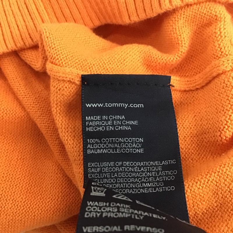 トミーヒルフィガー TOMMY HILFIGER ニット、セーター 長袖 Vネック XL 無地 橙 / オレンジ / メンズ USED 古着 中古 10111776