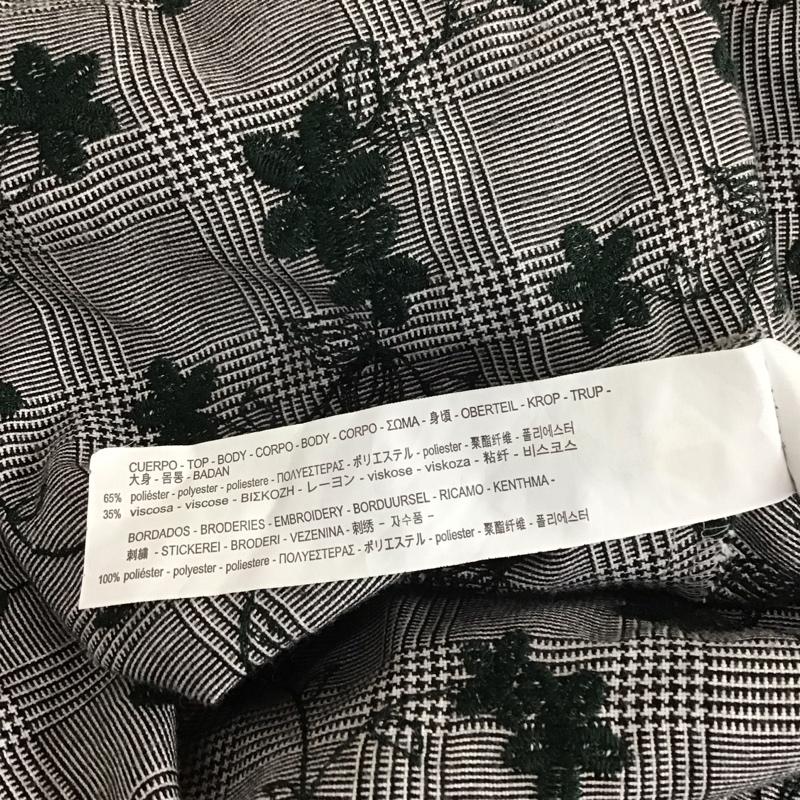 ザラ ZARA ワンピース ミニスカート 4437 269 064 長袖 チェック XS 刺繍 白 / ホワイト / X 黒 / ブラック / レディース USED 古着 中古 10113493