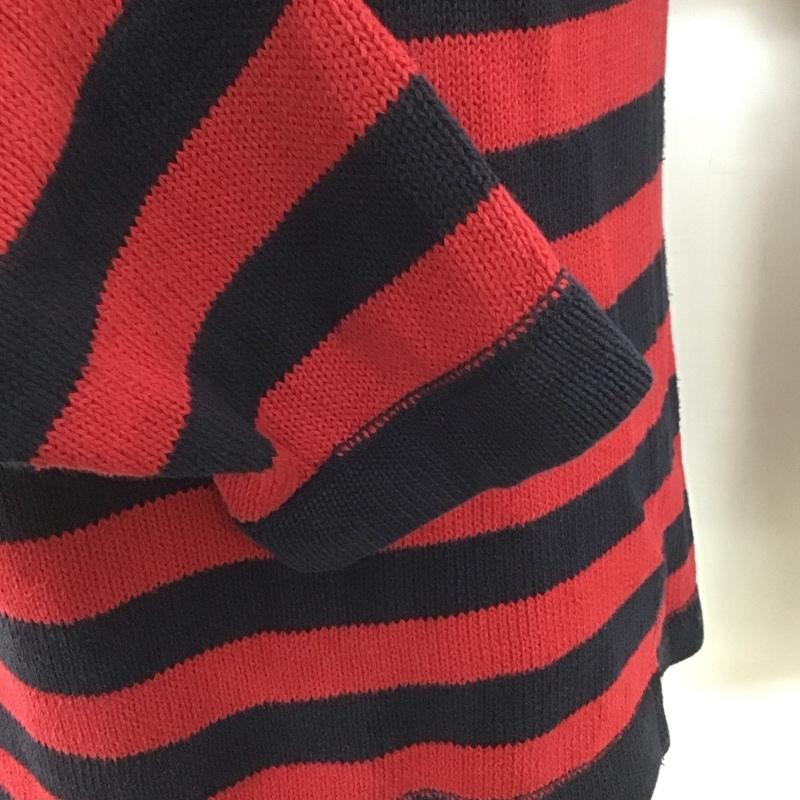 ポロバイラルフローレン Polo by RALPH LAUREN ニット、セーター 長袖 長袖ニットカットソー クルーネック セーター M ボーダー柄 赤 / レッド / X 紺 / ネイビー / メンズ USED 古着 中古 10126398
