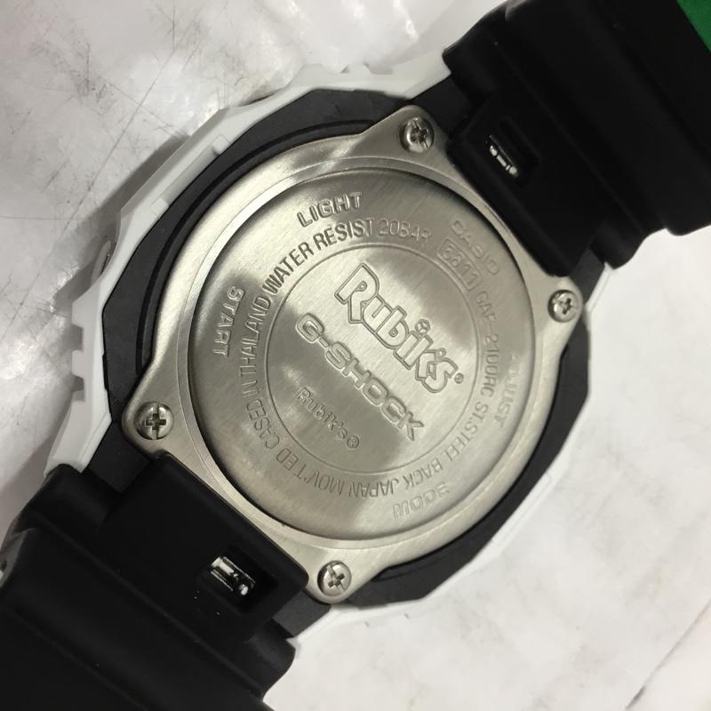 ジーショック G-SHOCK 腕時計 アナログ(クォーツ式) GAE-2100RC ルービックキューブ コラボレーション ロゴ、文字 黒 / ブラック / X 白 / ホワイト / X 橙 / オレンジ / X 緑 / グリーン / メンズ USED 古着 中古 10110540
