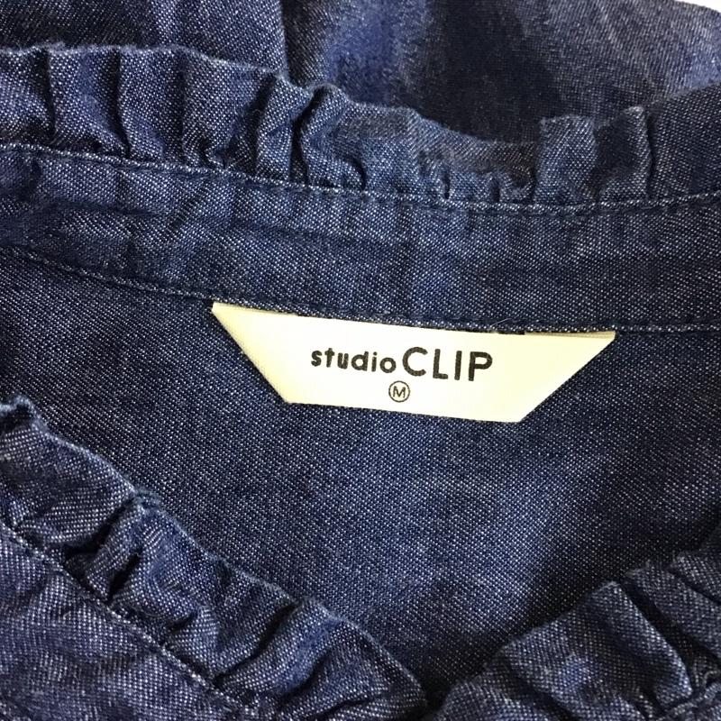 スタディオクリップ studio CLIP シャツ、ブラウス 長袖 SC229038-1 シングルガーゼフリルスタンドブラウス M 無地 インディゴ / インディゴ / レディース USED 古着 中古 10118821