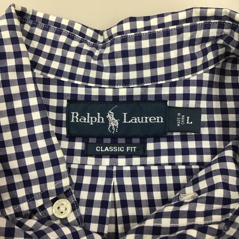 ラルフローレン RALPHLAUREN シャツ、ブラウス 長袖 長袖シャツ チェックシャツ カラーシャツ 長袖カットソー ボタンダウンシャツ L チェック 白 / ホワイト / X 青 / ブルー /  メンズ USED 古着 中古 10113160