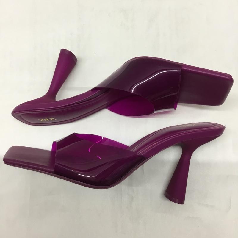 ザラ ZARA ミュール ミュール 2328 910 080 ビニールハイヒールサンダル 40 スクエアトゥ 無地 紫 / パープル / レディース USED 古着 中古 10110158