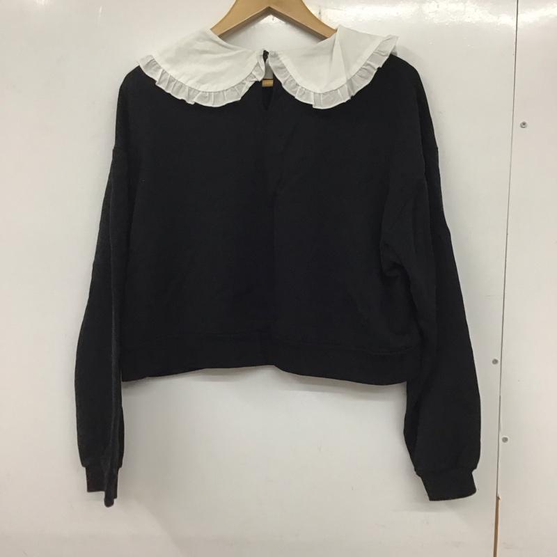 ザラ ZARA トレーナー 長袖 長袖トレーナー スウェット ビックカラーネック プルオーバー M 無地 黒 / ブラック / レディース USED 古着 中古 10135445