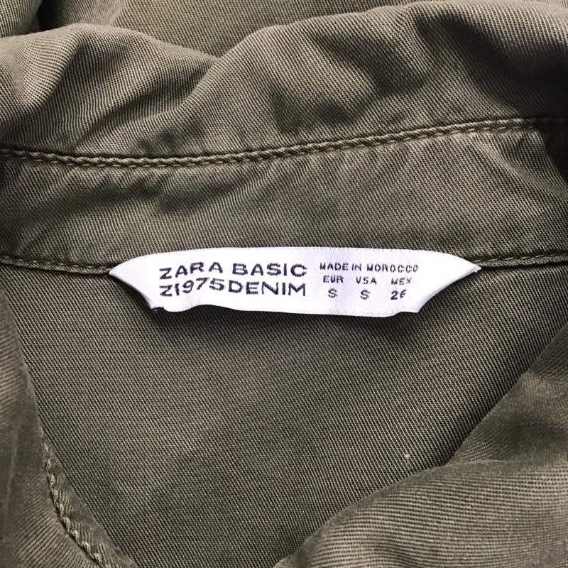 ザラベーシック ZARA BASIC ワンピース ロングスカート 長袖ワンピース シャツワンピース 前開 S 無地 カーキ / カーキ / レディース USED 古着 中古 10124578