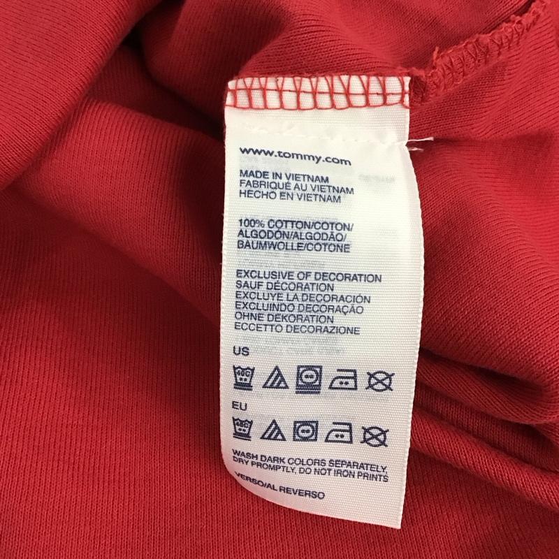 トミーヒルフィガー TOMMY HILFIGER Tシャツ 半袖 半袖カットソー プリントTシャツ クルーネックカットソー M ロゴ、文字 赤 / レッド / レディース USED 古着 中古 10149415