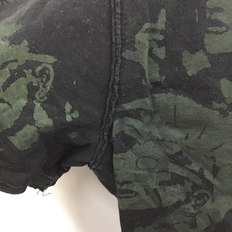 ディーゼル DIESEL Tシャツ 半袖 半袖カットソー プリントTシャツ クルーネックカットソー L 総柄 黒 / ブラック / X カーキ / カーキ / メンズ USED 古着 中古 10105578