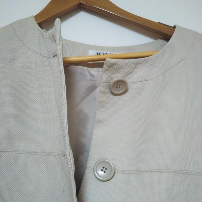 ナチュラルビューティーベーシック NATURAL BEAUTY BASIC コート コート一般 L 無地 ベージュ / ベージュ / レディース USED 古着 中古 10013116
