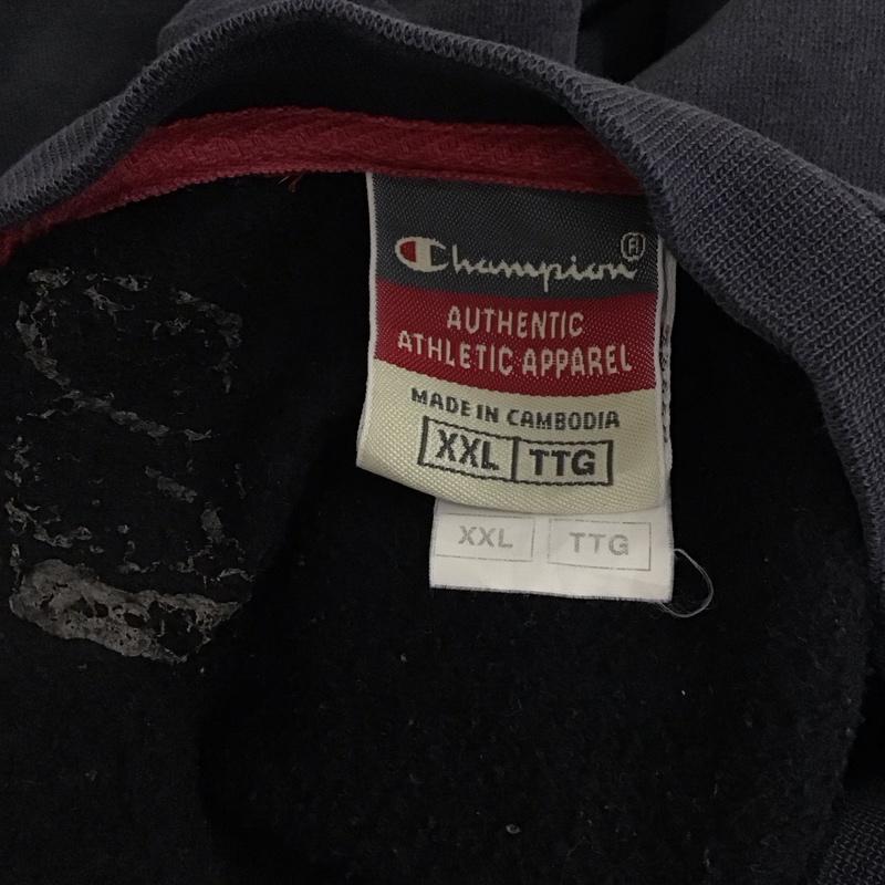 チャンピオン Champion トレーナー 長袖 長袖トレーナー スウェット クルーネック リブスウェットカットソー XXL 刺繍 紺 / ネイビー /  メンズ USED 古着 中古 10119515