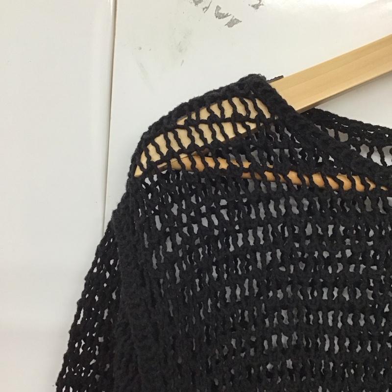 ザラ ZARA ニット、セーター 長袖 長袖ニットカットソー 編み上げ ショート丈 L 無地 黒 / ブラック / レディース USED 古着 中古 10128985