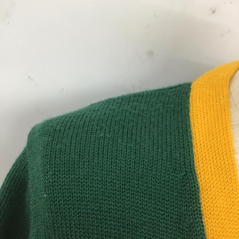 エクストララージ XLARGE カーディガン 長袖 長袖カーディガン 長袖カットソー ノーカラージャケット 前開カーディガン L ロゴ、文字 黄 / イエロー / X 緑 / グリーン / メンズ USED 古着 中古 10110958