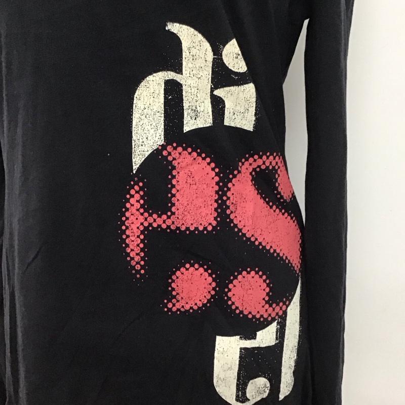 ディーゼル DIESEL Tシャツ 長袖 Uネック ロンT XS ロゴ、文字 黒 / ブラック / レディース USED 古着 中古 10112345