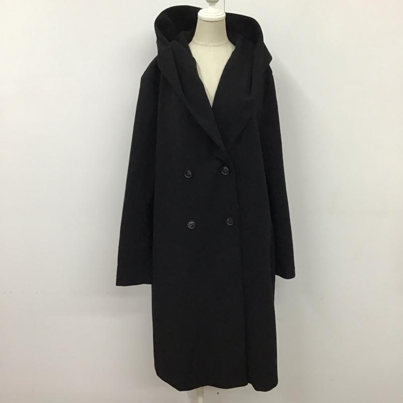 ザラ ZARA コート コート一般 ロング丈 フード L 無地 黒 / ブラック / レディース USED 古着 中古 10118498