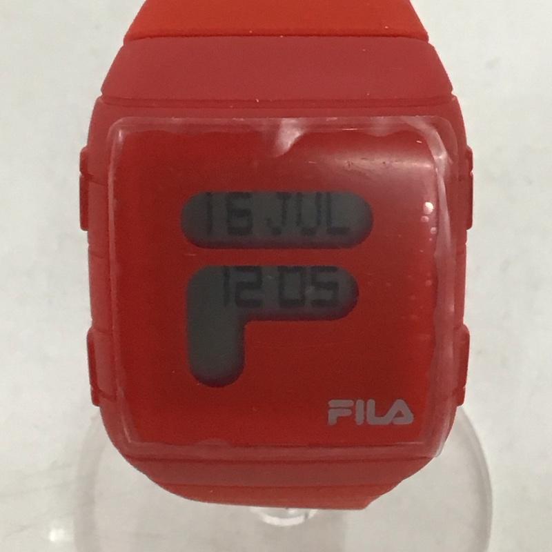 フィラ FILA 腕時計 デジタル 38-105-002 箱有 ロゴ、文字 赤 / レッド / レディース USED 古着 中古 10134474