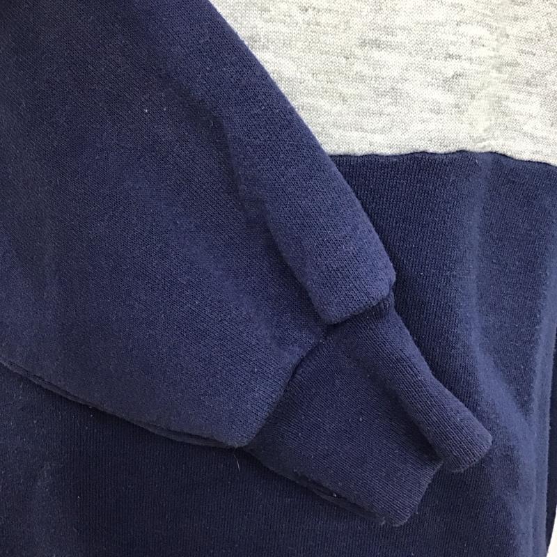 古着 USED トレーナー 長袖 スウェット 襟付き 裏起毛 L ロゴ、文字 灰 / グレー / X 紺 / ネイビー /  メンズ USED 古着 中古 10119828