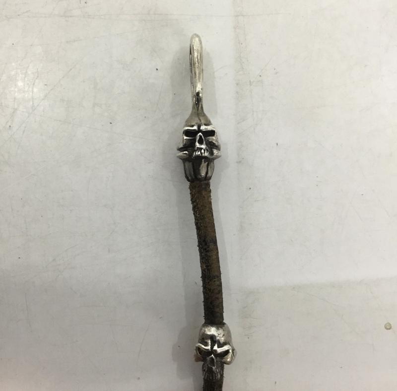 古着 USED アクセサリー ブレスレット、バングル THIRTEEN DESIGNS スカル ドクロ レザー スカル 銀 / シルバー / X 茶 / ブラウン / メンズ USED 古着 中古 10139984