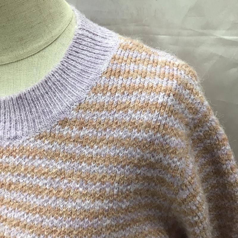 ダブルクローゼット w closet ニット、セーター 半袖 341026 アームカバー付き ボーダー柄 紫 / パープル / X 桃 / ピンク /  レディース USED 古着 中古 10112439