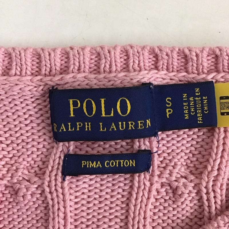 ポロラルフローレン POLO RALPH LAUREN ニット、セーター 長袖 コットンニット クルーネック ケーブル編み S ワンポイント 桃 / ピンク / レディース USED 古着 中古 10124973