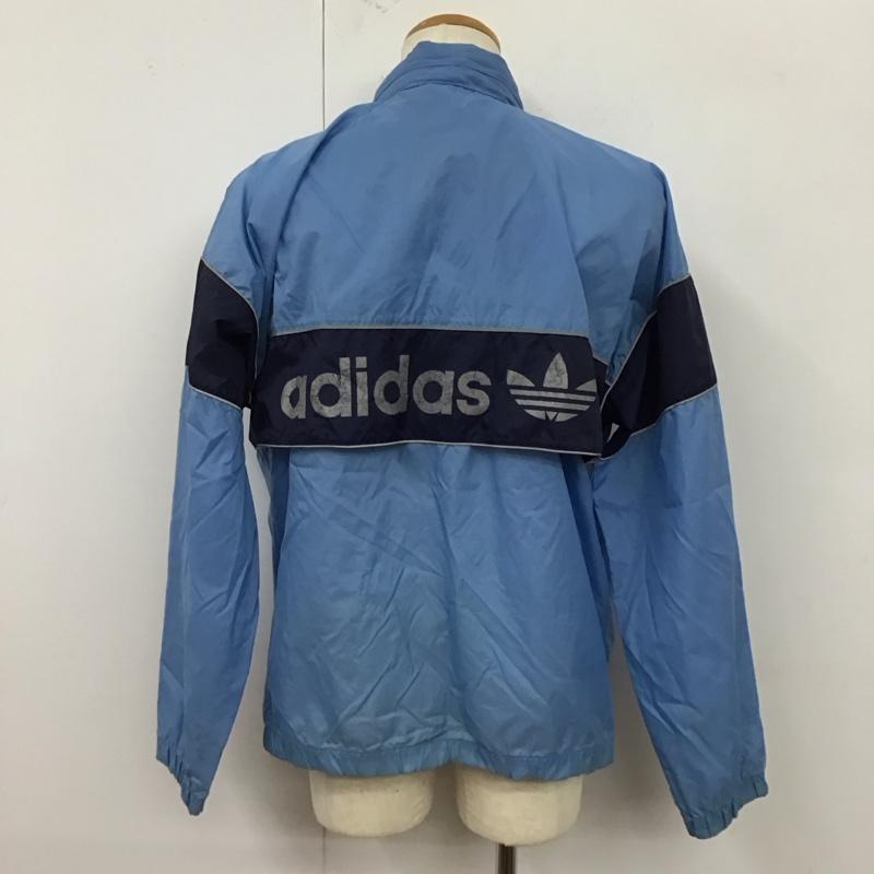 アディダス adidas ジャケット、上着 ジャケット、ブレザー 80s 万国旗 ナイロンジャケット スポーツウェア 古着 M ロゴ、文字 水色 / ライトブルー / メンズ USED 古着 中古 10121025
