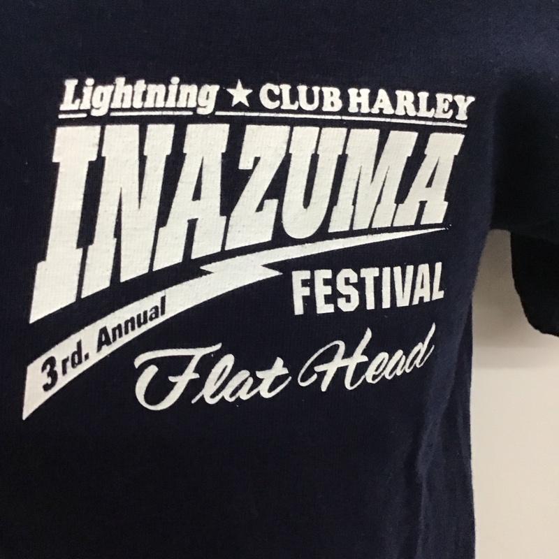 フラットヘッド The Flat Head Tシャツ 半袖 半袖カットソー プリントTシャツ クルーネックカットソー 38 ロゴ、文字 紺 / ネイビー /  メンズ USED 古着 中古 10113146