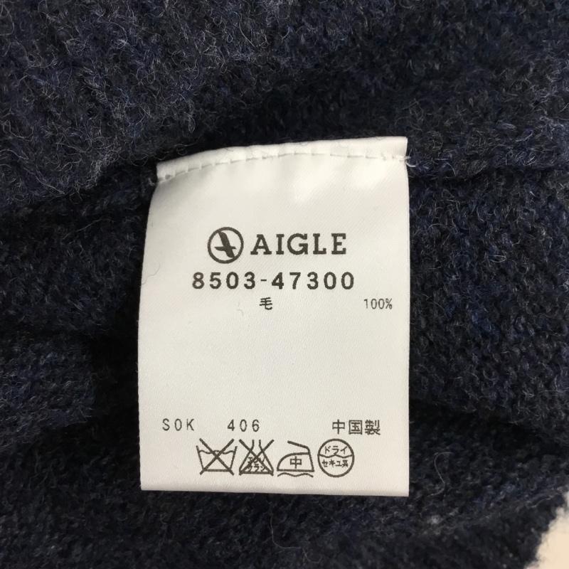 エーグル AIGLE ニット、セーター 長袖 長袖ニットカットソー ニット セーター クルーネックニット M 無地 紺 / ネイビー /  メンズ USED 古着 中古 10113331