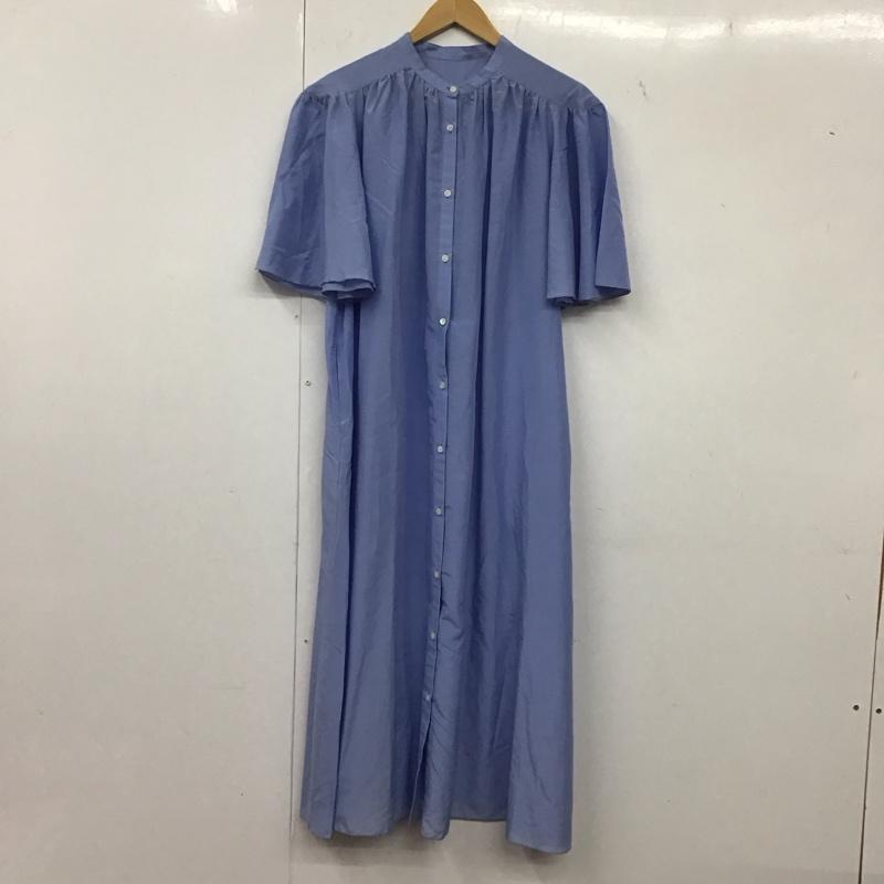 シップス SHIPS ワンピース ロングスカート フレアスリーブ シャツワンピース バンドカラー 無地 水色 / ライトブルー / レディース USED 古着 中古 10139396