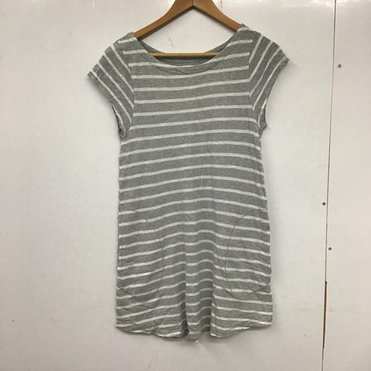 ザラ ZARA ワンピース ミニスカート コットン フレンチスリーブ M ボーダー柄 白 / ホワイト / X 灰 / グレー /  レディース USED 古着 中古 10133721