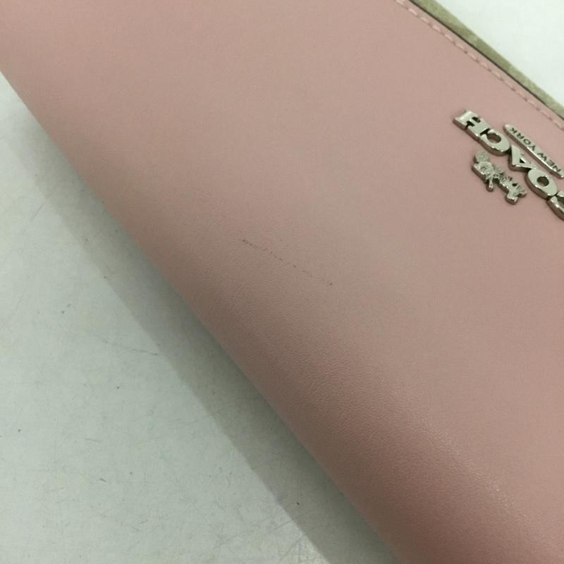 コーチ COACH 財布 長財布 F54022 シグネチャー ロゴ、文字 桃 / ピンク / X ベージュ / ベージュ / レディース USED 古着 中古 10145884