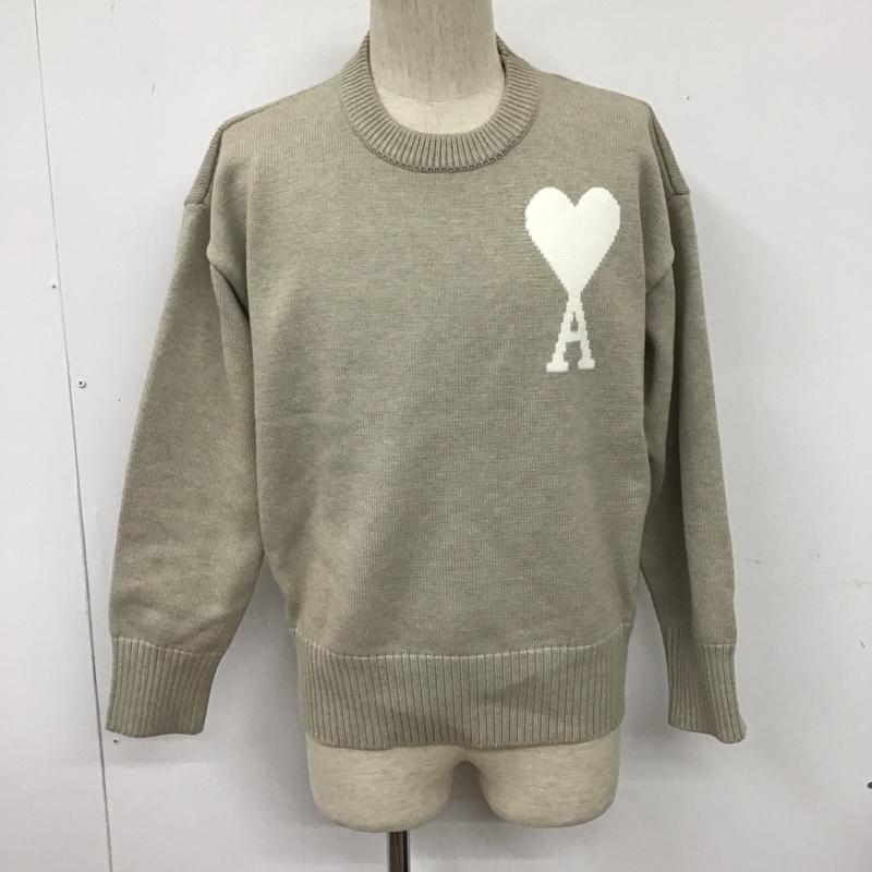 アミ ami ニット、セーター 長袖 長袖ニットカットソー ニット セーター クルーネックニット プリント ベージュ / ベージュ / メンズ USED 古着 中古 10108033