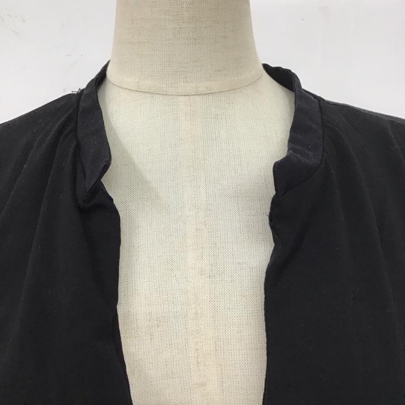 ザラ ZARA シャツ、ブラウス 七分袖 カジュアルシャツ ノーカラーシャツ 七分丈 フレアシャツ M 無地 黒 / ブラック / レディース USED 古着 中古 10109947