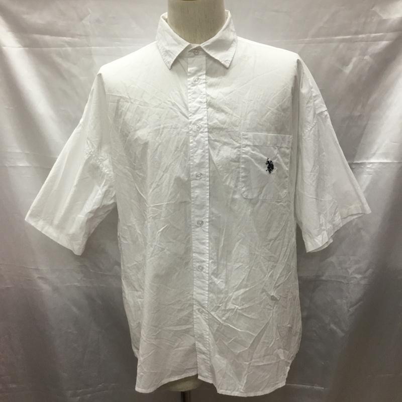 ユーエスポロアッスン U.S.POLO ASSN. シャツ、ブラウス 半袖 半袖シャツ カラーシャツ 半袖カットソー 無地シャツ M ロゴ、文字 白 / ホワイト /  メンズ USED 古着 中古 10113286