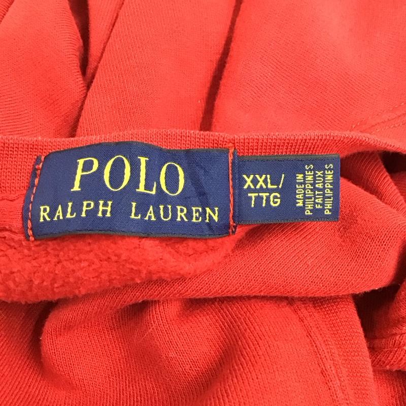 ポロラルフローレン POLO RALPH LAUREN トレーナー 長袖 長袖トレーナー スウェット クルーネック リブスウェットカットソー XXL ロゴ、文字 赤 / レッド /  メンズ USED 古着 中古 10120629