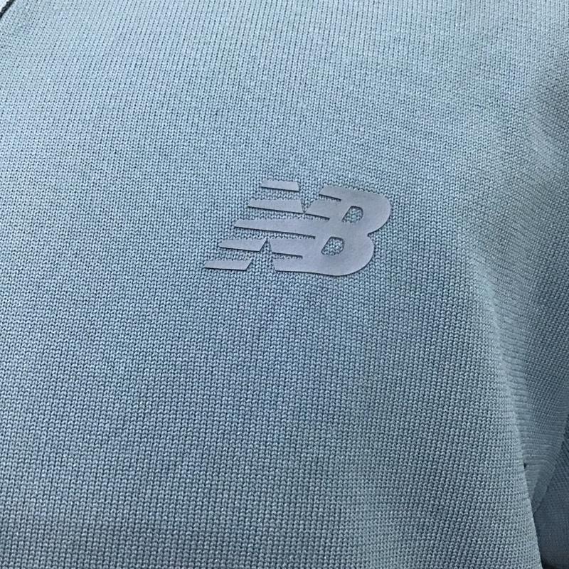ニューバランス New Balance カーディガン 長袖 amj45095 THECITYニットカーディガン 長袖カーディガン 前ボタン L ロゴ、文字 青 / ブルー / メンズ USED 古着 中古 10120003