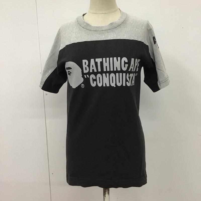 アベイシングエイプ A BATHING APE Tシャツ 半袖 半袖カットソー プリントTシャツ クルーネックカットソー XS プリント 黒 / ブラック / X 灰 / グレー / レディース USED 古着 中古 10117500