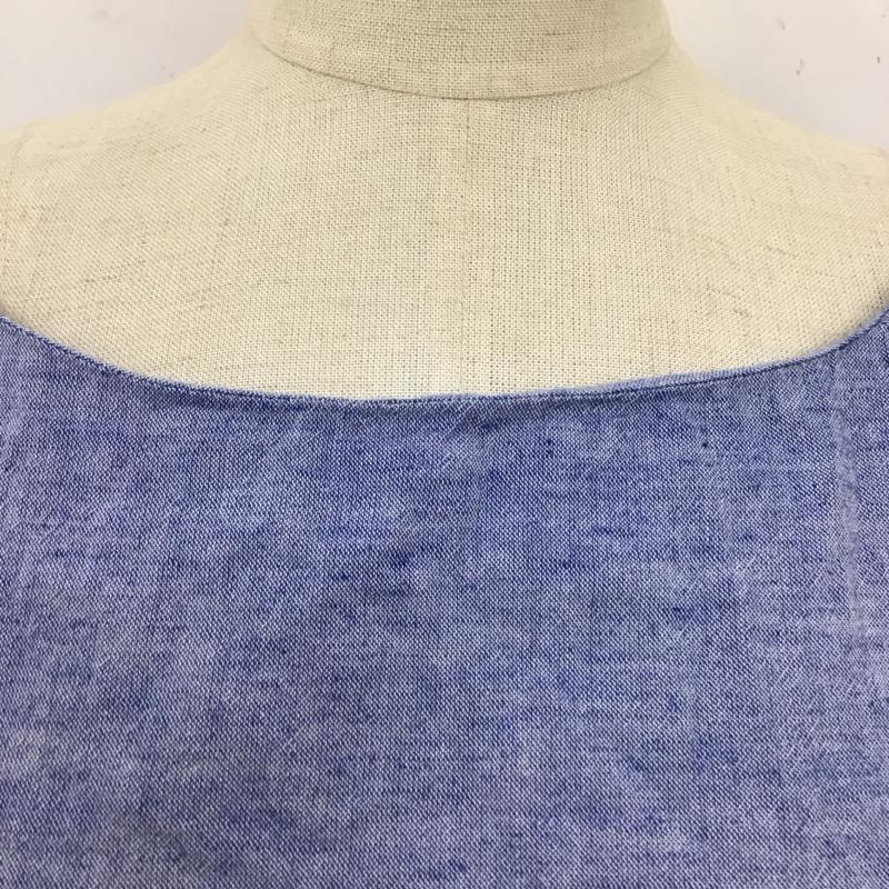 ザラベーシック ZARA BASIC カットソー 七分袖 3666 059 400 コットン リネン フレアスリーブ M 無地 青 / ブルー / レディース USED 古着 中古 10117705