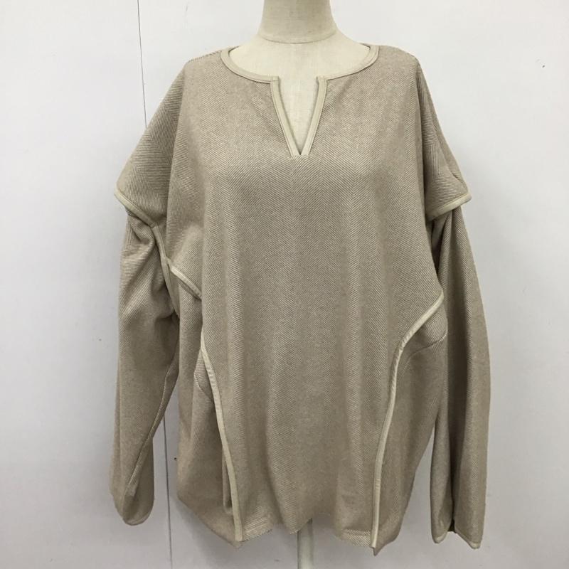 セレクトモカ select MOCA カットソー 長袖 10007197-2 パイピングオーバープルオーバー ヘリンボーン FREE ベージュ / ベージュ / レディース USED 古着 中古 10118017
