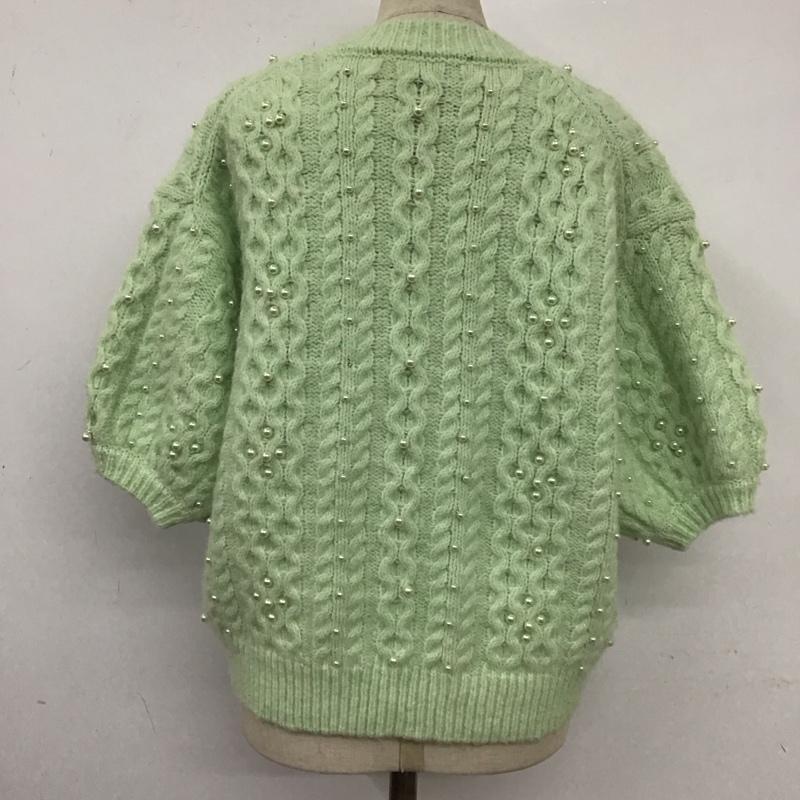 ザラ ZARA ニット、セーター 半袖 9598 184 526 パール パフスリーブ M 薄緑 / ライトグリーン / レディース USED 古着 中古 10124989