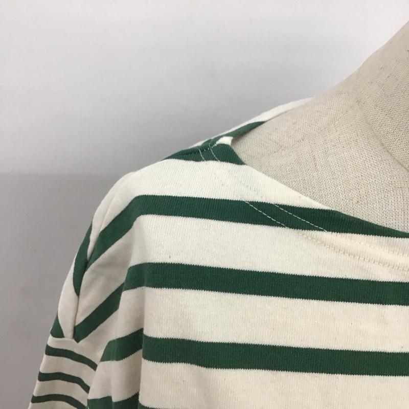 ひより HIYORI カットソー 長袖 長袖カットソー クルーネックカットソー ロングスリーブカットソー ボーダーTシャツ FREE ボーダー柄 白 / ホワイト / X 緑 / グリーン / レディース USED 古着 中古 10124076