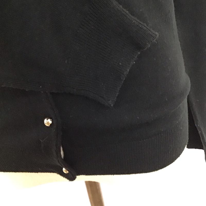 セシルマクビー CECIL McBEE カーディガン 長袖 長袖カーディガン 長袖カットソー ノーカラージャケット 前開カーディガン M 無地 黒 / ブラック / レディース USED 古着 中古 10117875