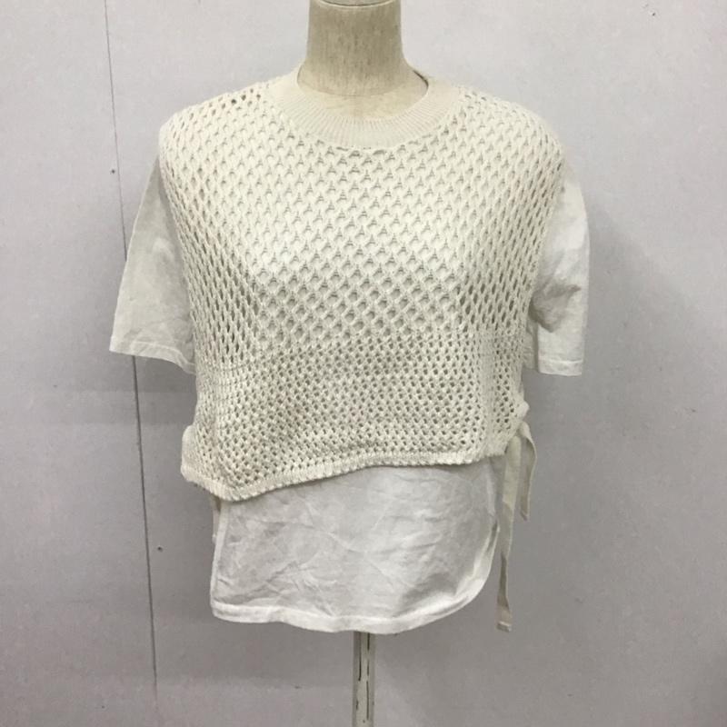 ザラ ZARA カットソー 半袖 半袖カットソー クルーネックカットソー ニットベスト 2点セット L 無地 白 / ホワイト / レディース USED 古着 中古 10126917