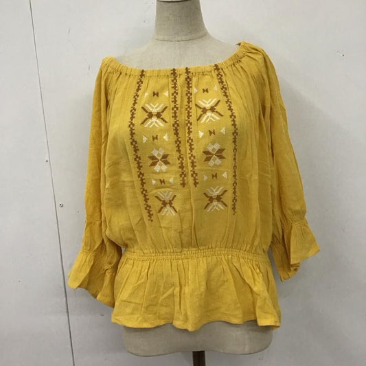 ローリーズファーム LOWRYS FARM カットソー 半袖 M 刺繍 黄 / イエロー /  レディース USED 古着 中古 10114001