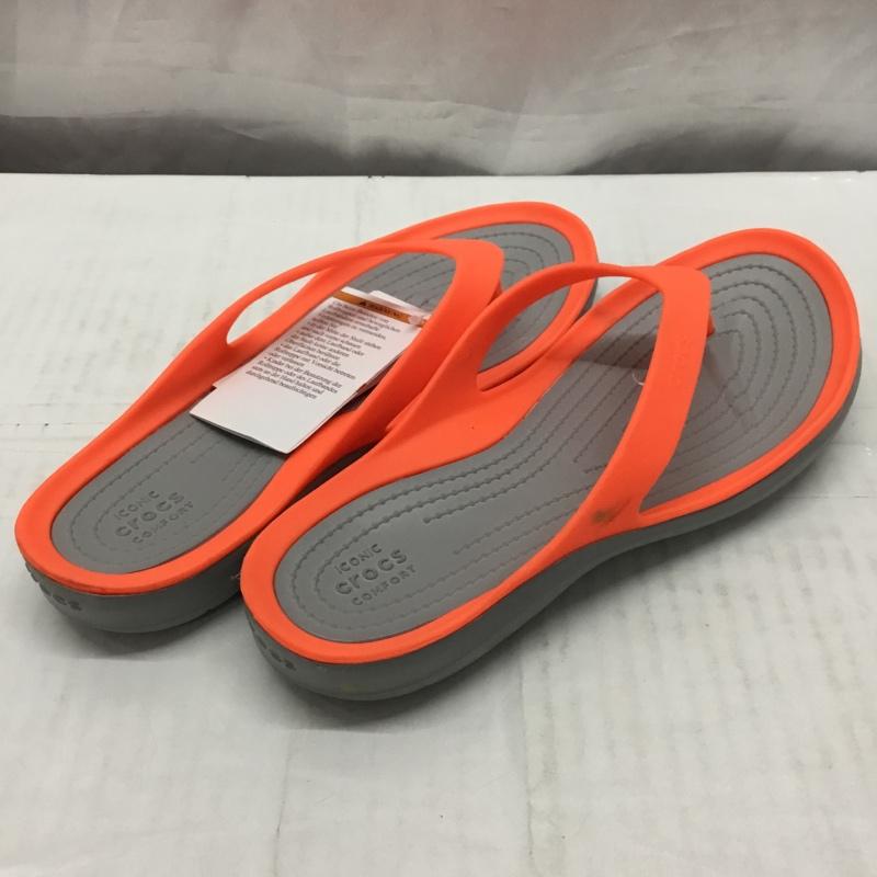 クロックス crocs サンダル サンダル 204974-6PK Swiftwater Flips 24cm ビーチサンダル 24.0cm ロゴ、文字 灰 / グレー / X 橙 / オレンジ / レディース USED 古着 中古 10110647
